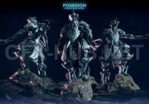 PBR Game 3D Model – Hydroid Poseidon PBR