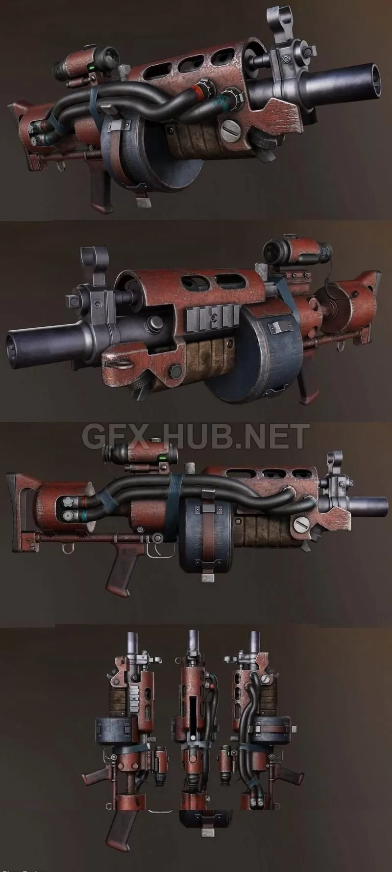 PBR Game 3D Model – Incendiary Rifle