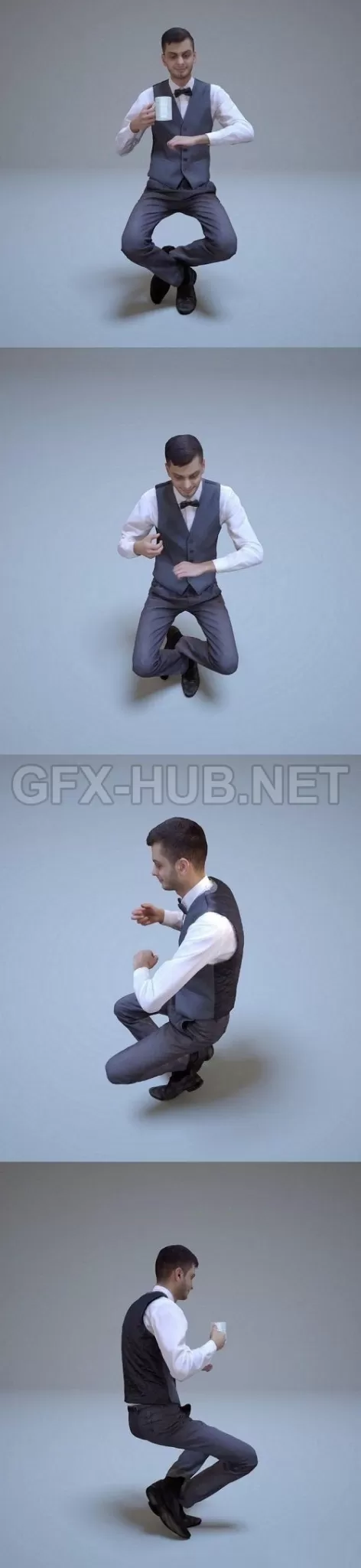 PBR Game 3D Model – Indian Business Man Sitting Low-poly