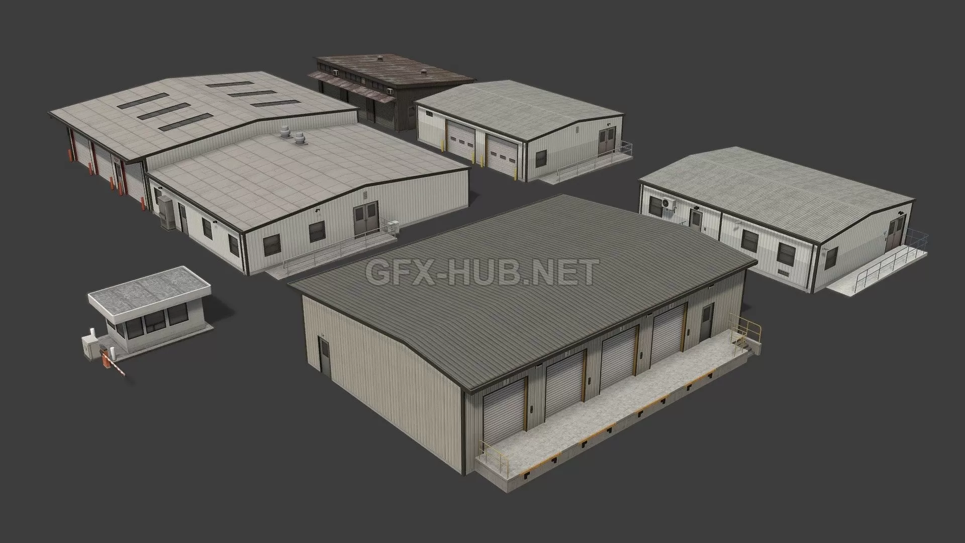PBR Game 3D Model – Industrial Buildings Pack