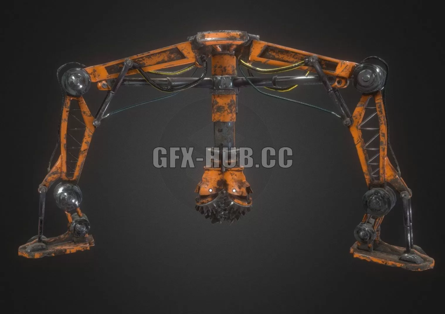 PBR Game 3D Model – Industrial Mining Drill