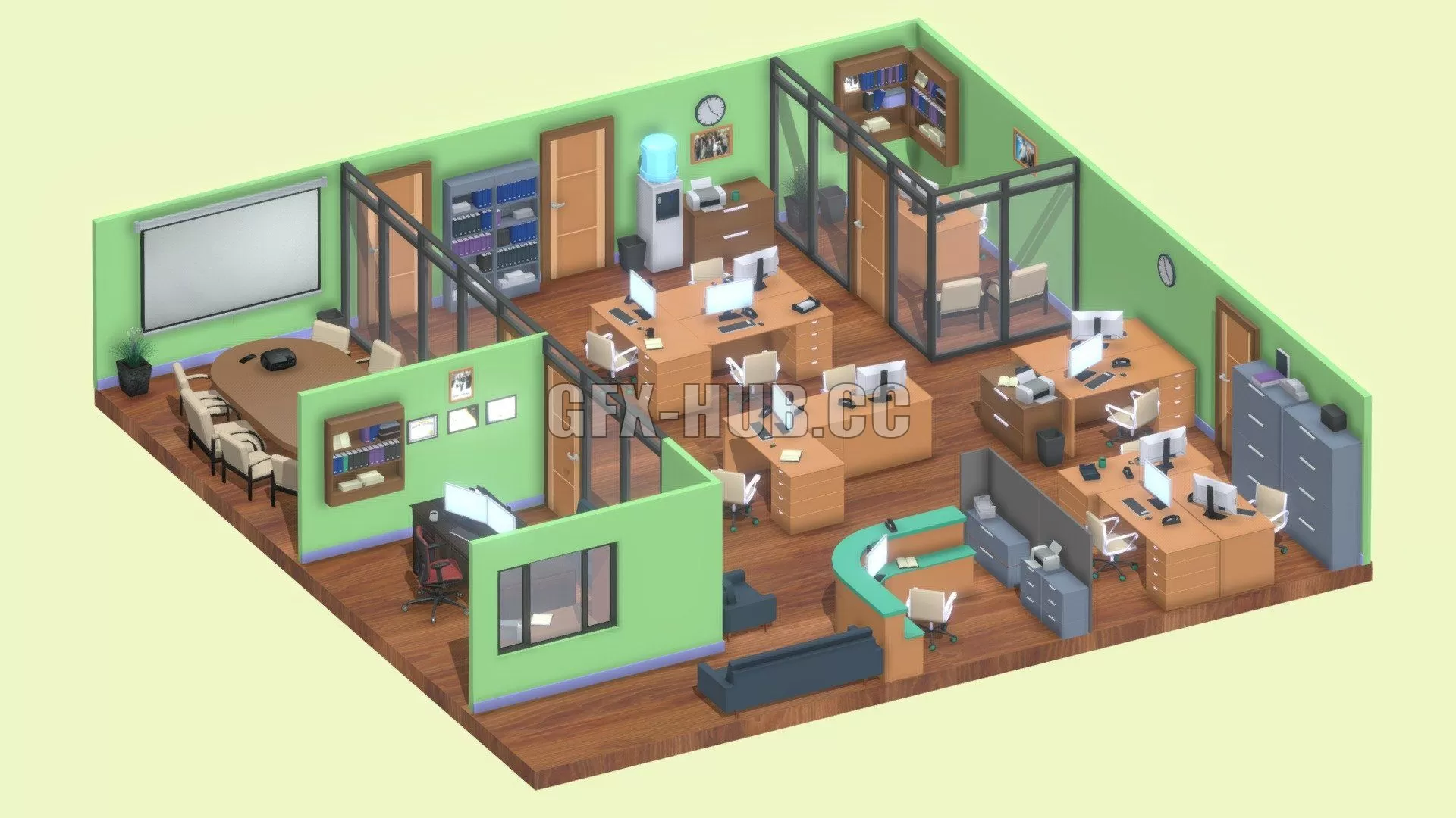 PBR Game 3D Model – Isometric office