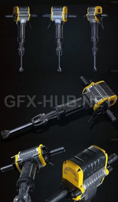 PBR Game 3D Model – Jackhammer PBR