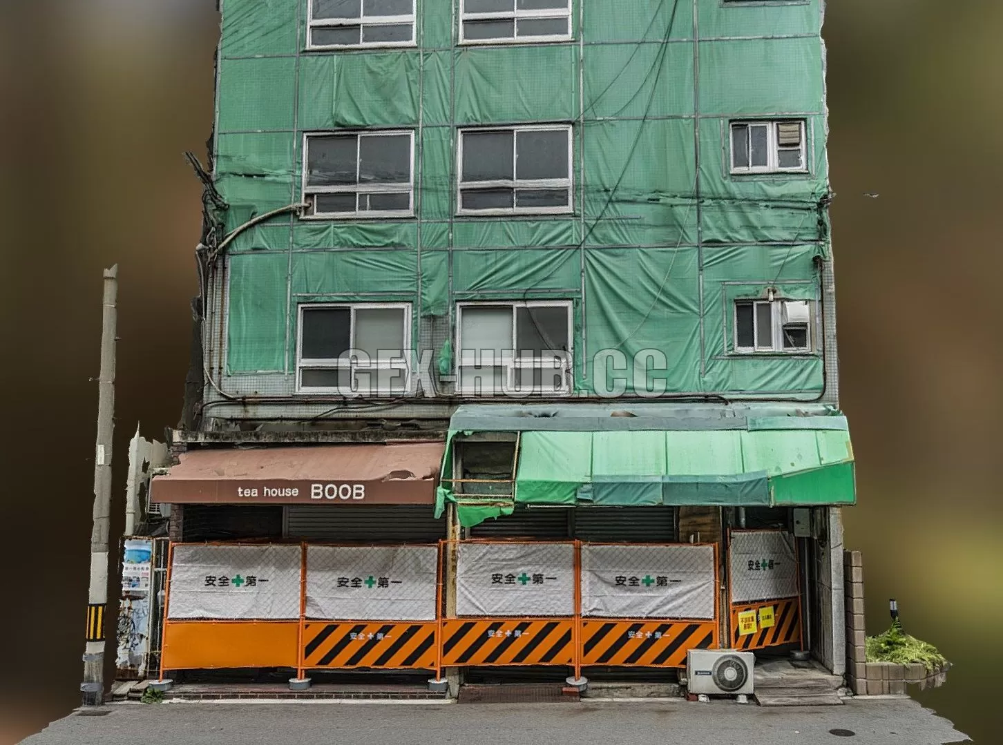 PBR Game 3D Model – Japanese building soon to be demolish scan