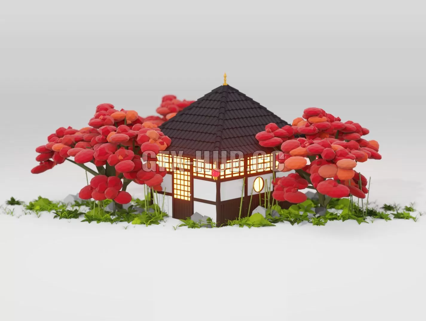 PBR Game 3D Model – Japanese House