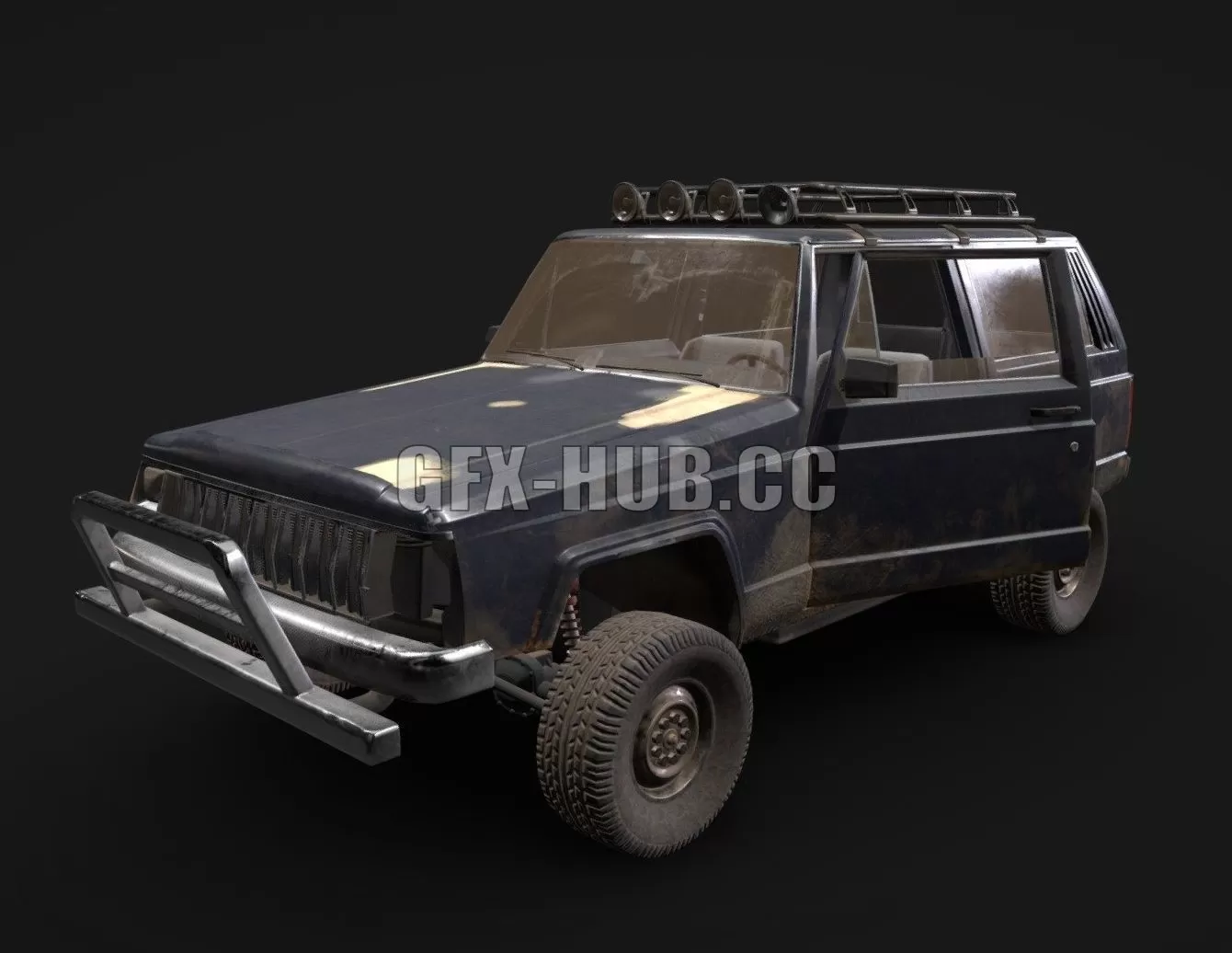 PBR Game 3D Model - Jeep Grand Cherokee 1990 - 3DSKY Decor Helper