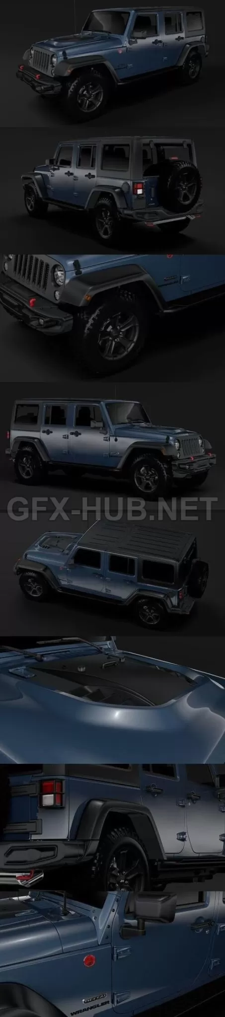 PBR Game 3D Model – Jeep Wrangler Unlimited Rubicon Recon JK 2017