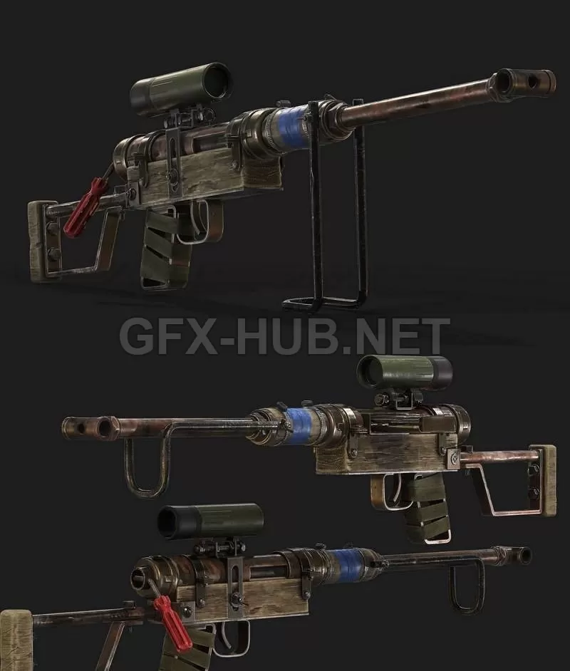 PBR Game 3D Model – Junk Sniper Rifle