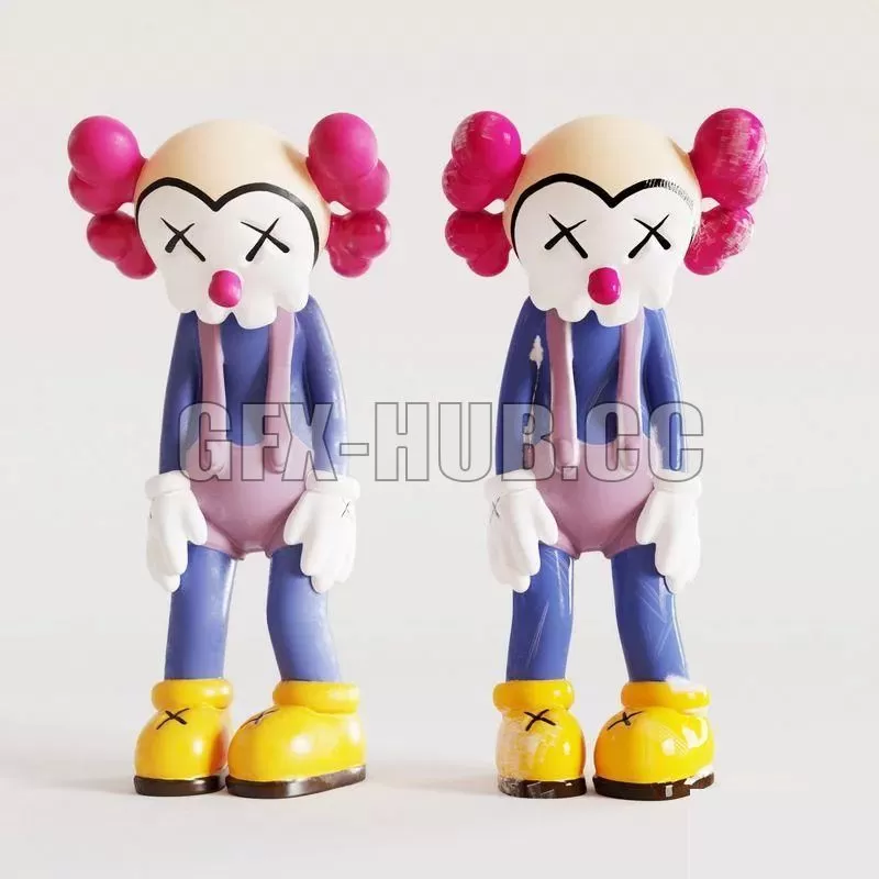 PBR Game 3D Model – Kaws Clown for visualisation