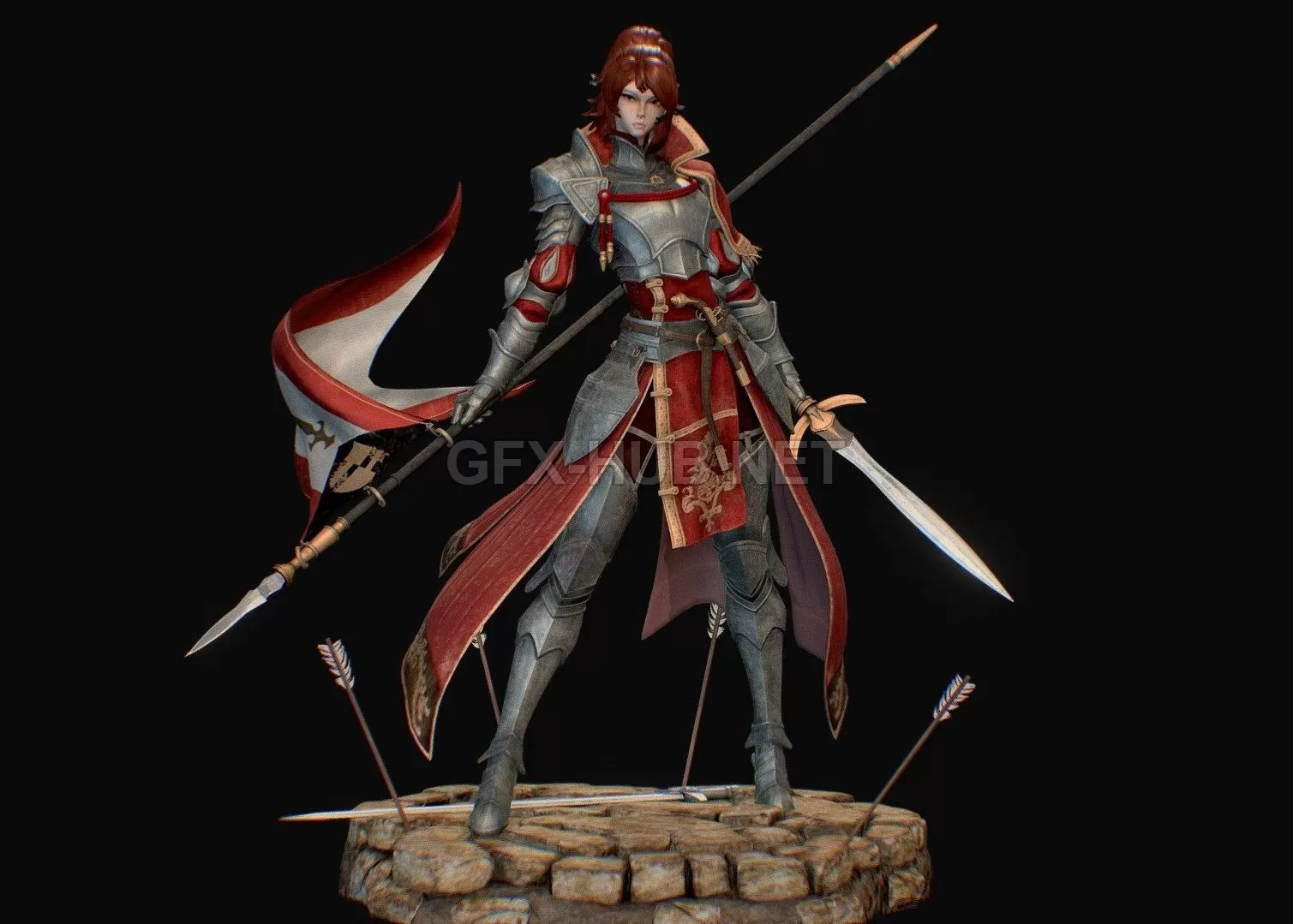 PBR Game 3D Model – Knight of Camellia