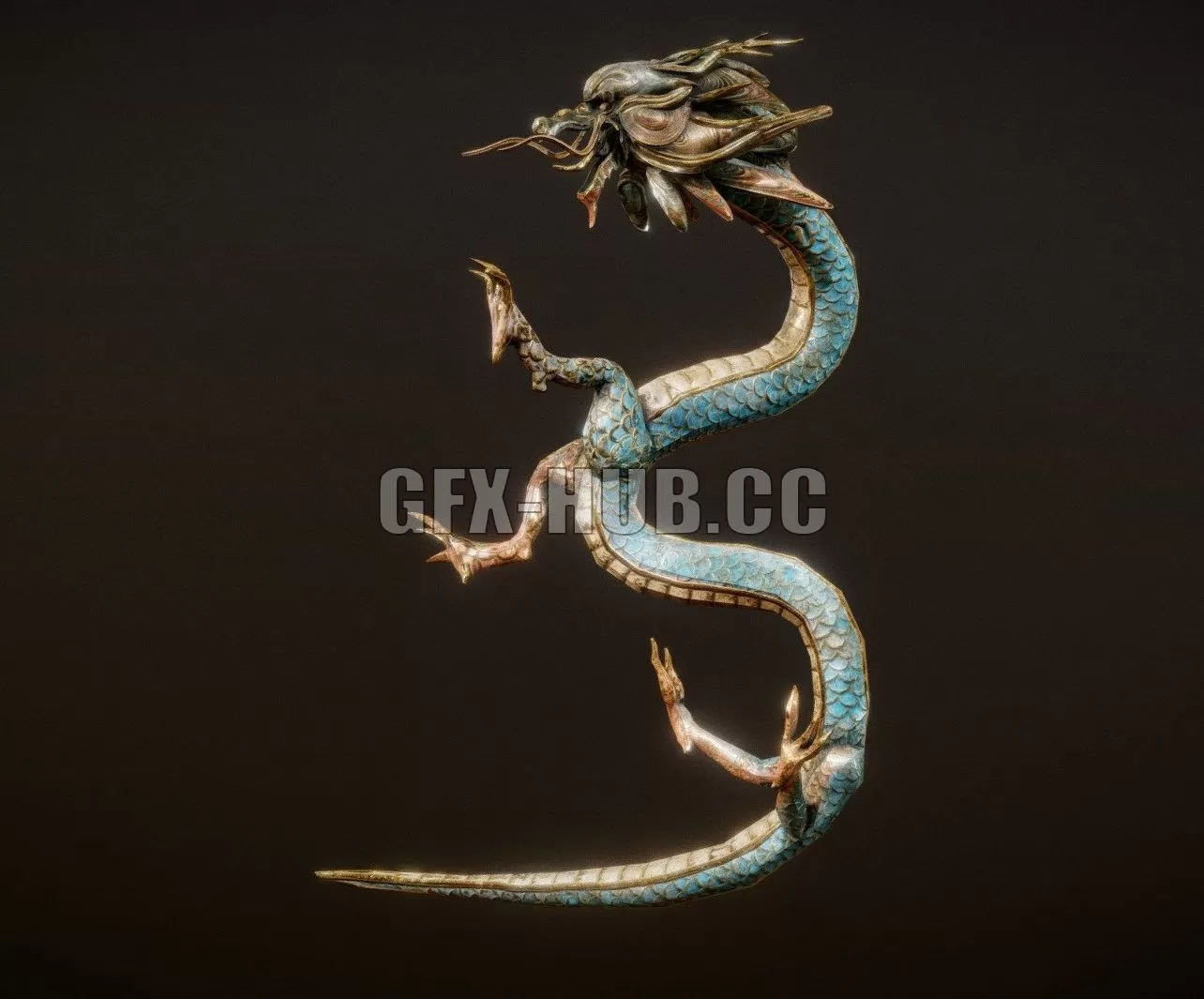 PBR Game 3D Model – Korean Ornamental Dragon