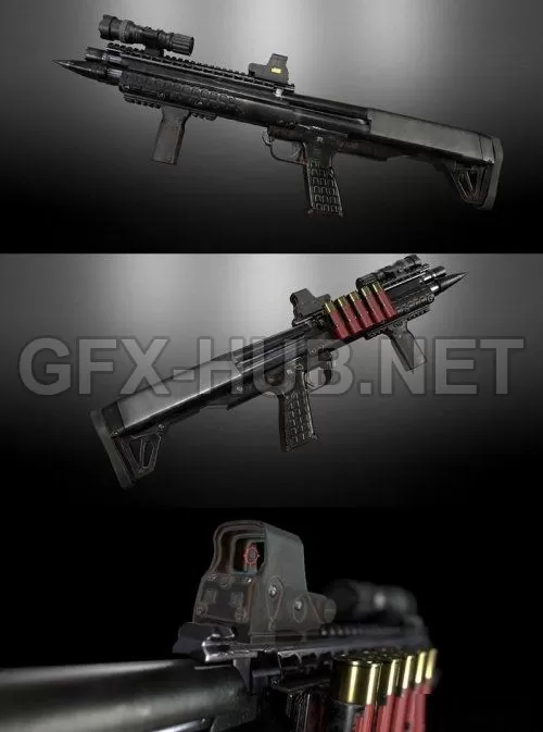 PBR Game 3D Model – KSG SHOTGUN PBR