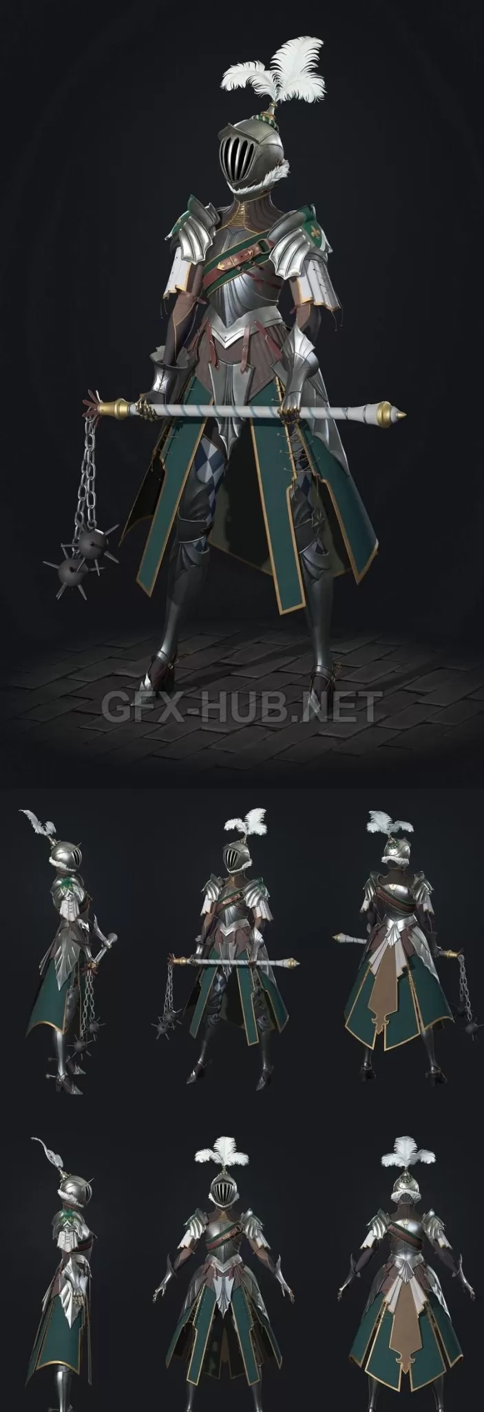 PBR Game 3D Model – Lady Knight