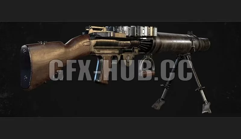 PBR Game 3D Model – Lewis Gun