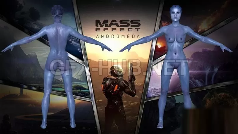 PBR Game 3D Model – Lexi T’Perro Nude – Mass Effect Andromeda