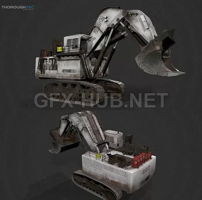 PBR Game 3D Model – LIEBHERR R996 Excavator