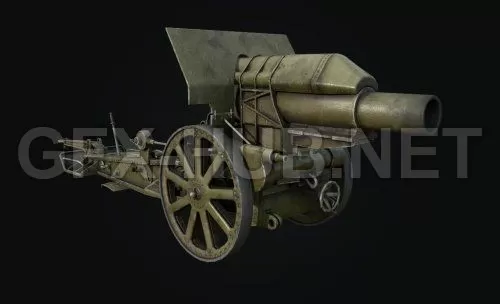 PBR Game 3D Model – Longer 21 cm Morser