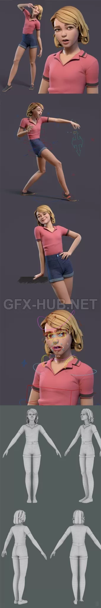 PBR Game 3D Model – Lou Rig 0.5 for Maya 2017+