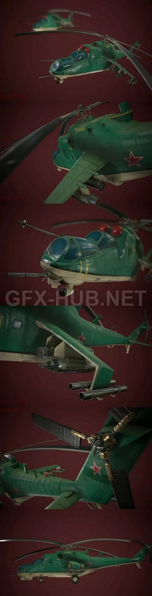 PBR Game 3D Model – Low Poly MI-24