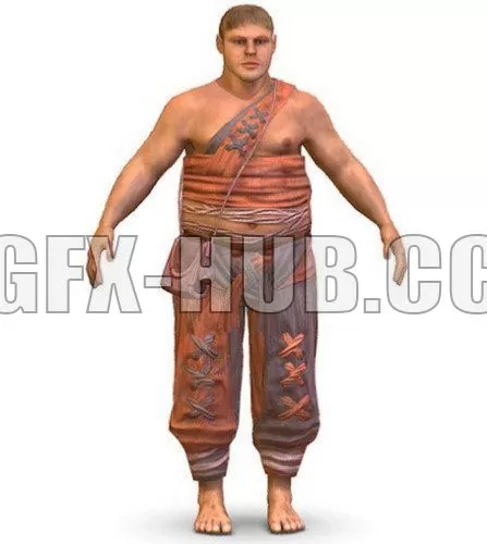 PBR Game 3D Model – Low Poly model Man Farmer Character