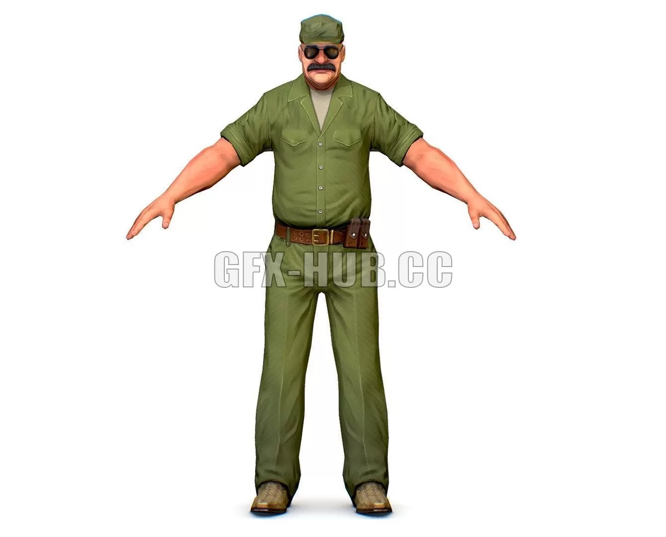 PBR Game 3D Model – LowPoly Man Boss Slave Driver Chief Solder