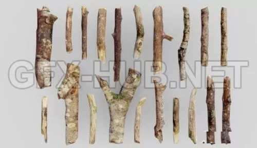 PBR Game 3D Model – Lowpoly Sticks (fbx)