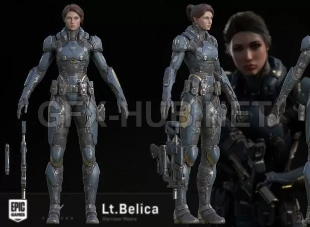 PBR Game 3D Model – Lt. Belica – Paragon