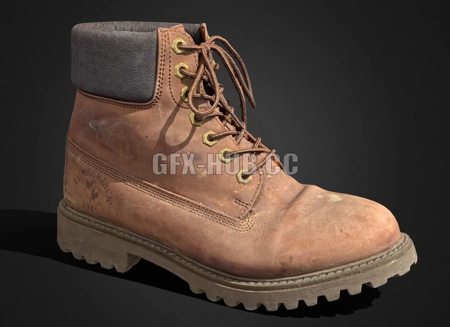 PBR Game 3D Model – Lumberjack Boot (used)