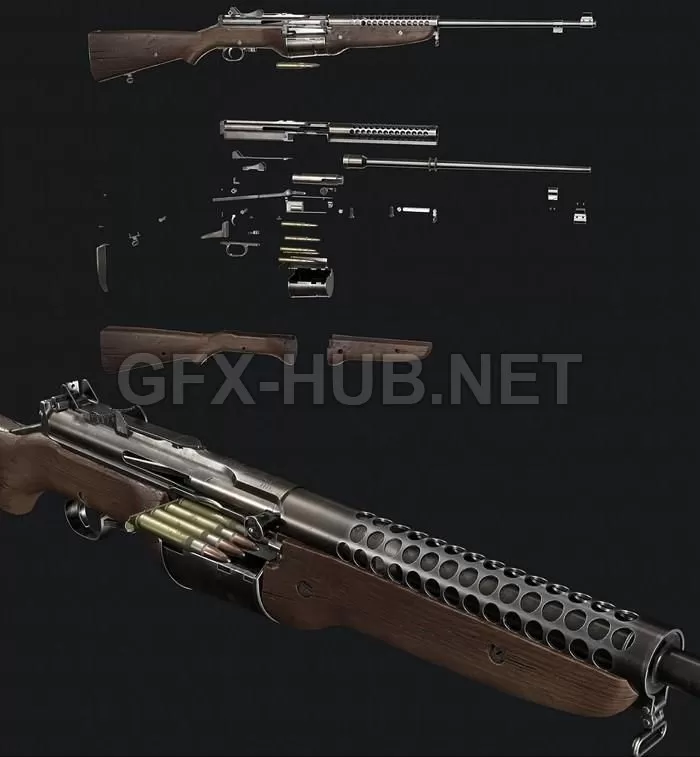 PBR Game 3D Model – M1941 Johnson Rifle