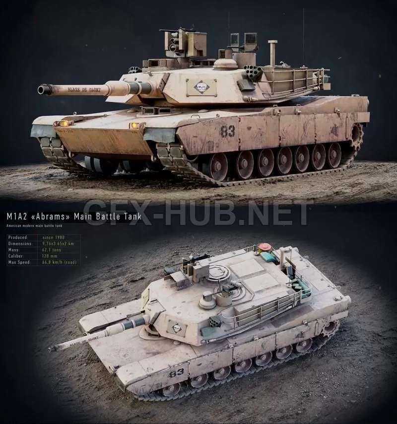 PBR Game 3D Model – M1A2 Abrams GameReady