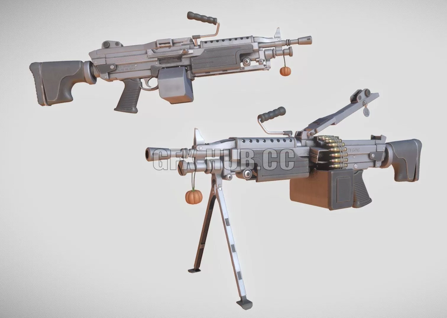 PBR Game 3D Model – M249 the pumpkin blaster