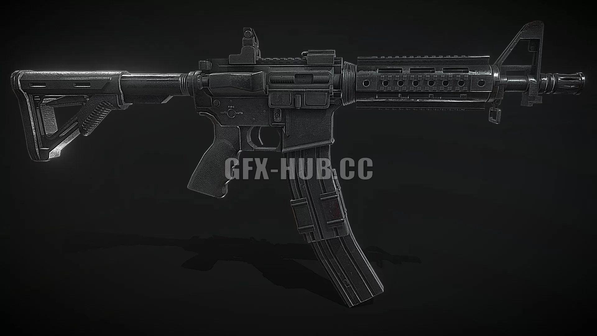 PBR Game 3D Model – M4 Custom Low-poly