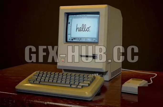 PBR Game 3D Model – Macintosk 128k – Game Ready Asset