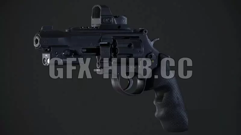 PBR Game 3D Model – Magnum Revolver – game ready