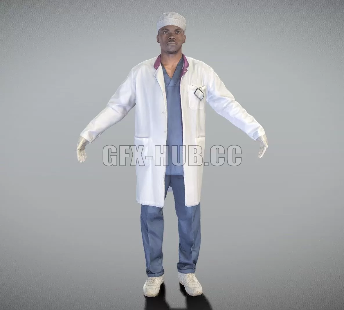 PBR Game 3D Model – Male young medical doctor in A-pose