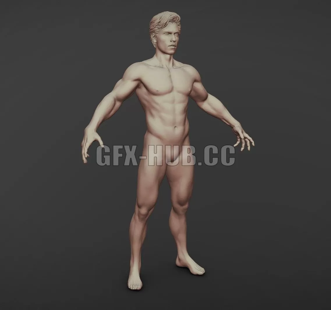 PBR Game 3D Model – Man Realistic Sculpt