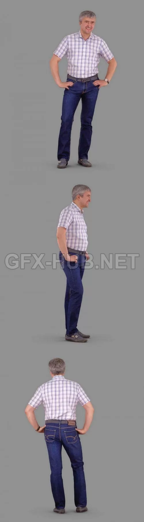 PBR Game 3D Model – Man Smiling Low-poly