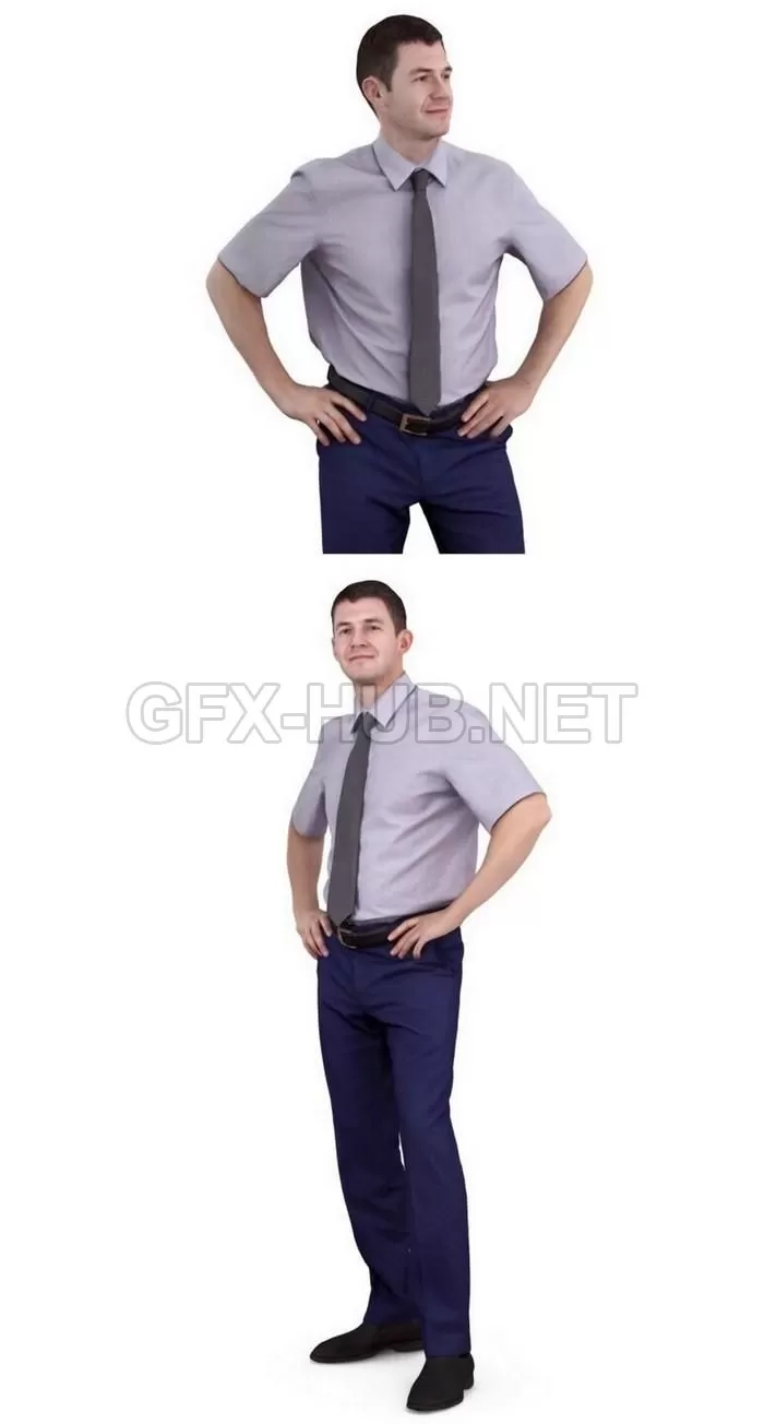 PBR Game 3D Model – Man tie smiling