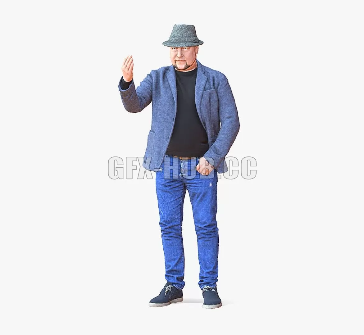 PBR Game 3D Model – Man with hat 1213