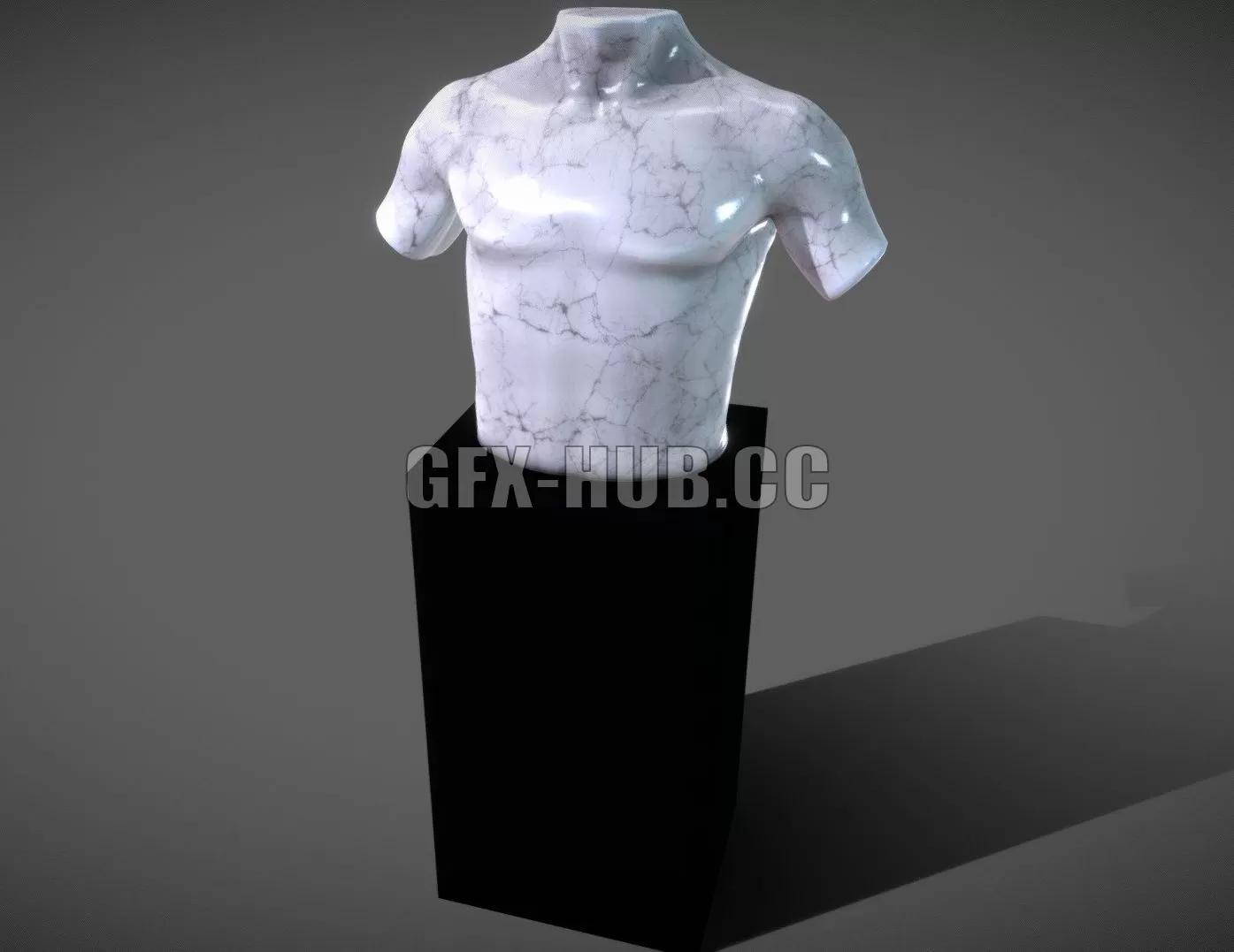 PBR Game 3D Model – Marble Male Torso Statue