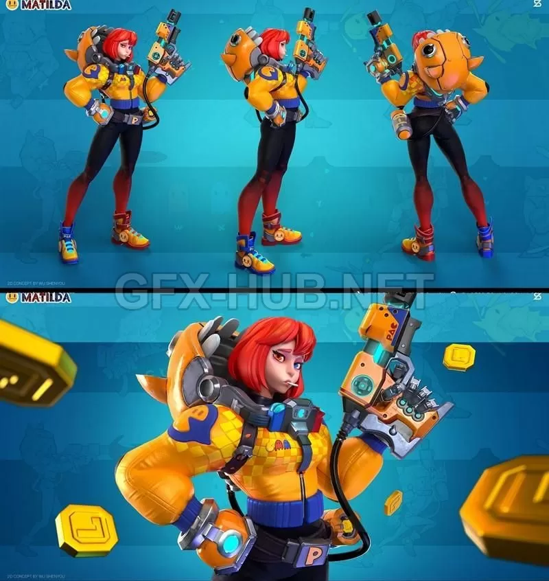 PBR Game 3D Model – Matilda Girl Character