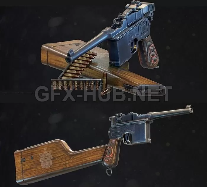 PBR Game 3D Model – Mauser C96 PBR