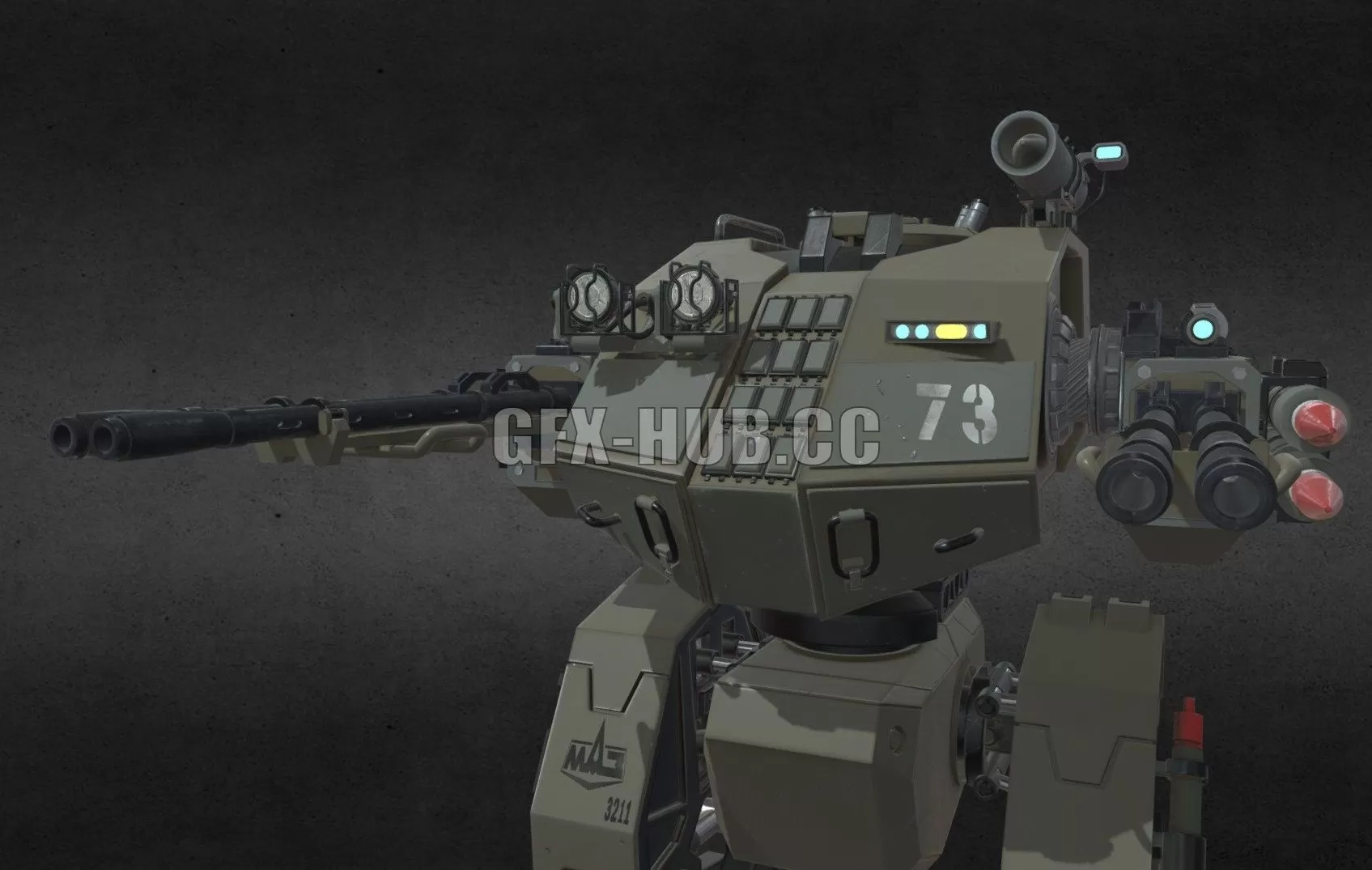 PBR Game 3D Model – Mech PVO