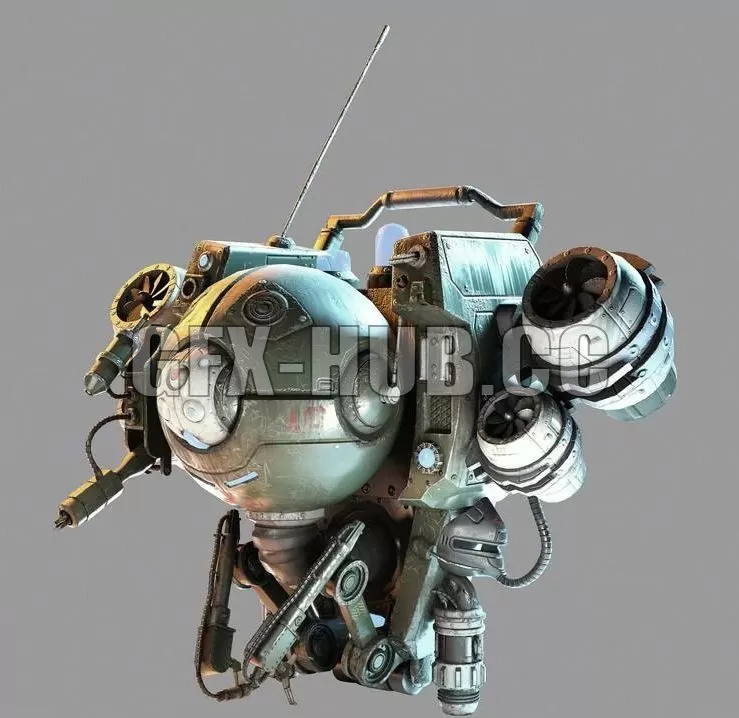 PBR Game 3D Model – MedBot – Game Ready