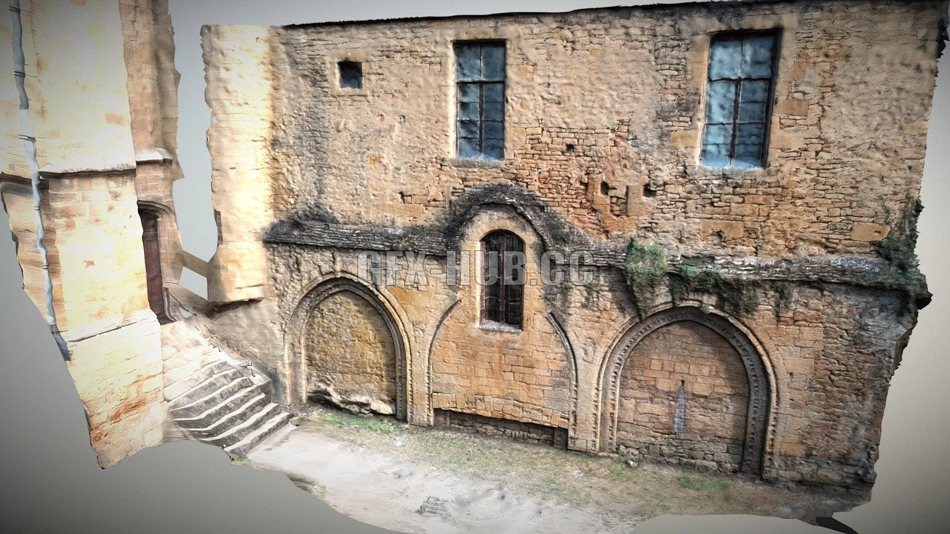 PBR Game 3D Model – Medieval stone wall