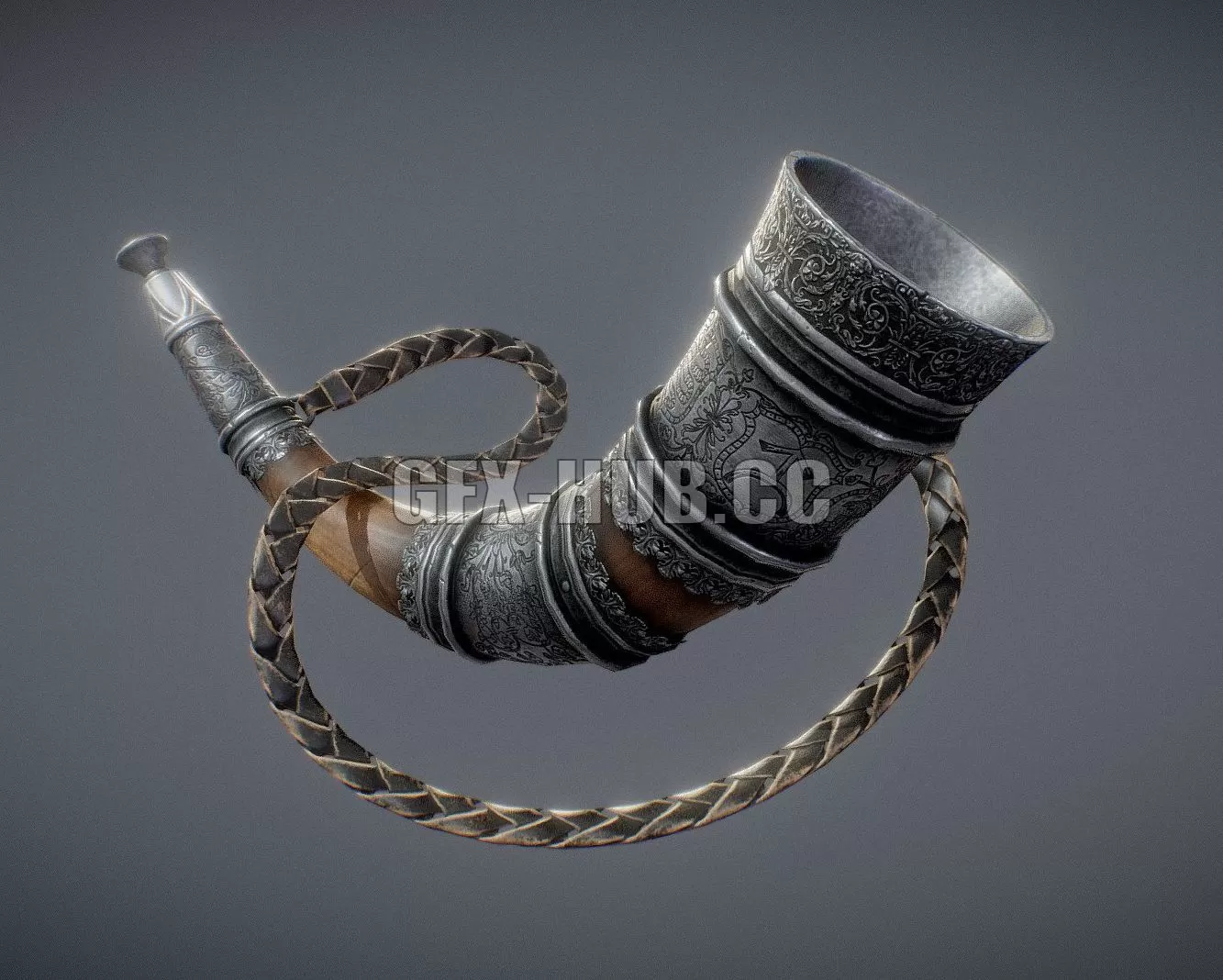 PBR Game 3D Model – Medieval Warhorn