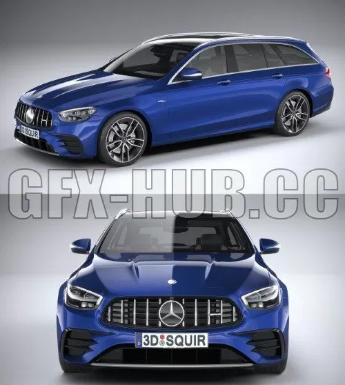 PBR Game 3D Model – Mercedes E53 AMG Estate 2021