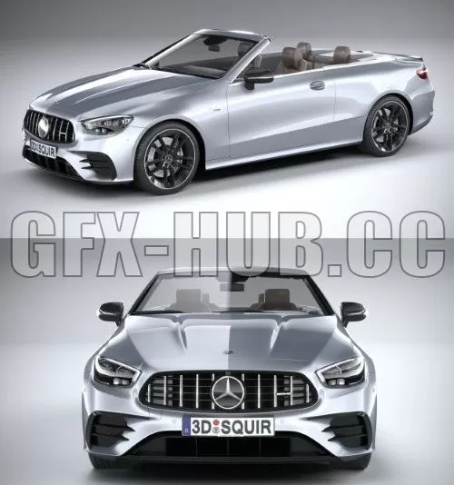 PBR Game 3D Model – Mercedes E53 Cabrio AMG 2021