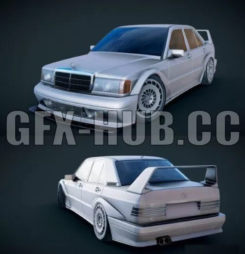 PBR Game 3D Model – Mercedes-Benz 190E