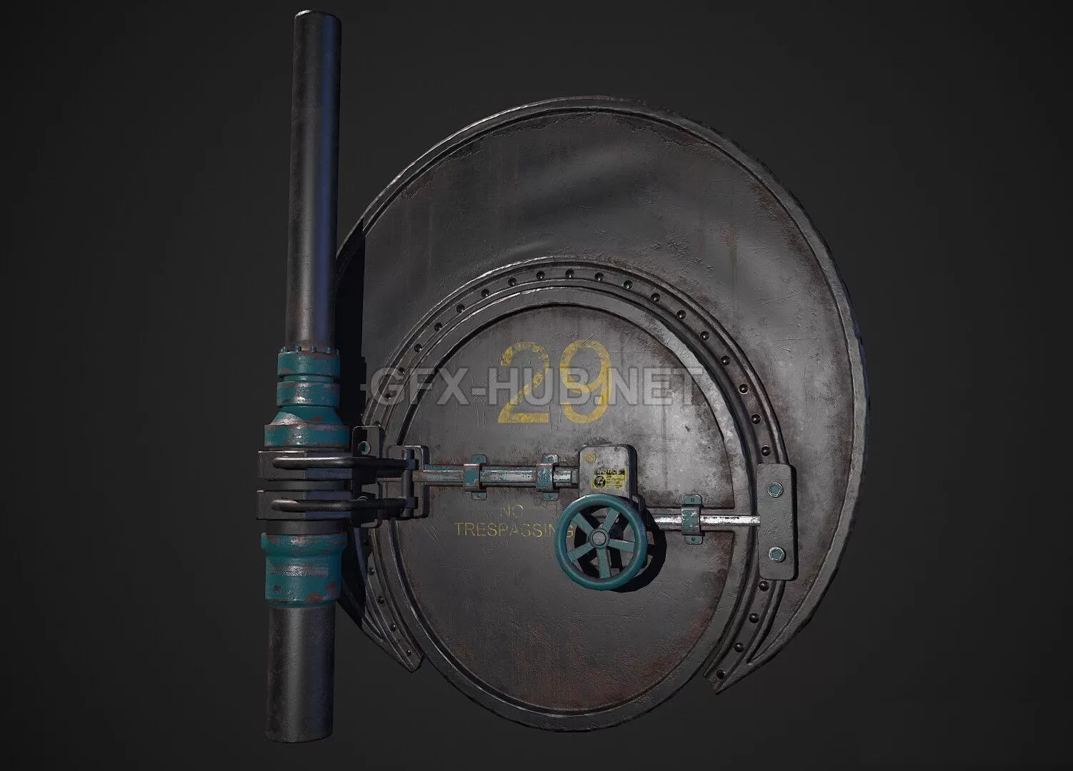 PBR Game 3D Model – Metal Door Prop